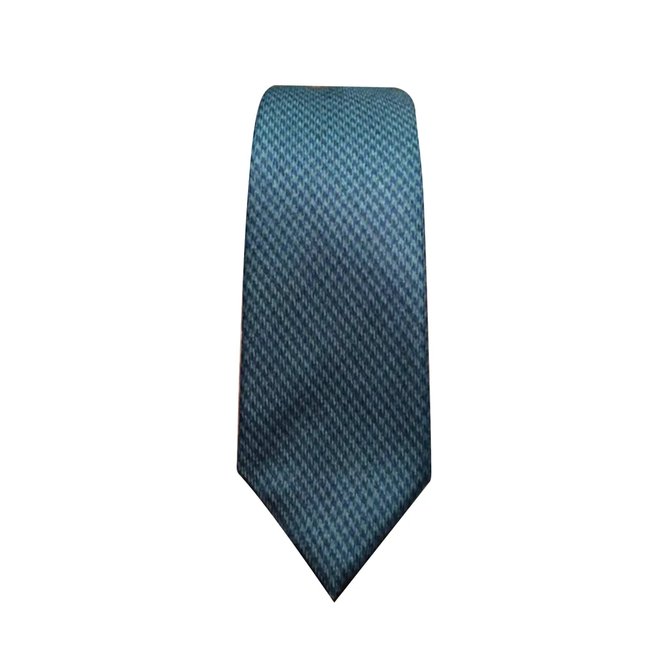 Blade   Blue - Jack Navy & Aqua Wool Houndstooth Tie