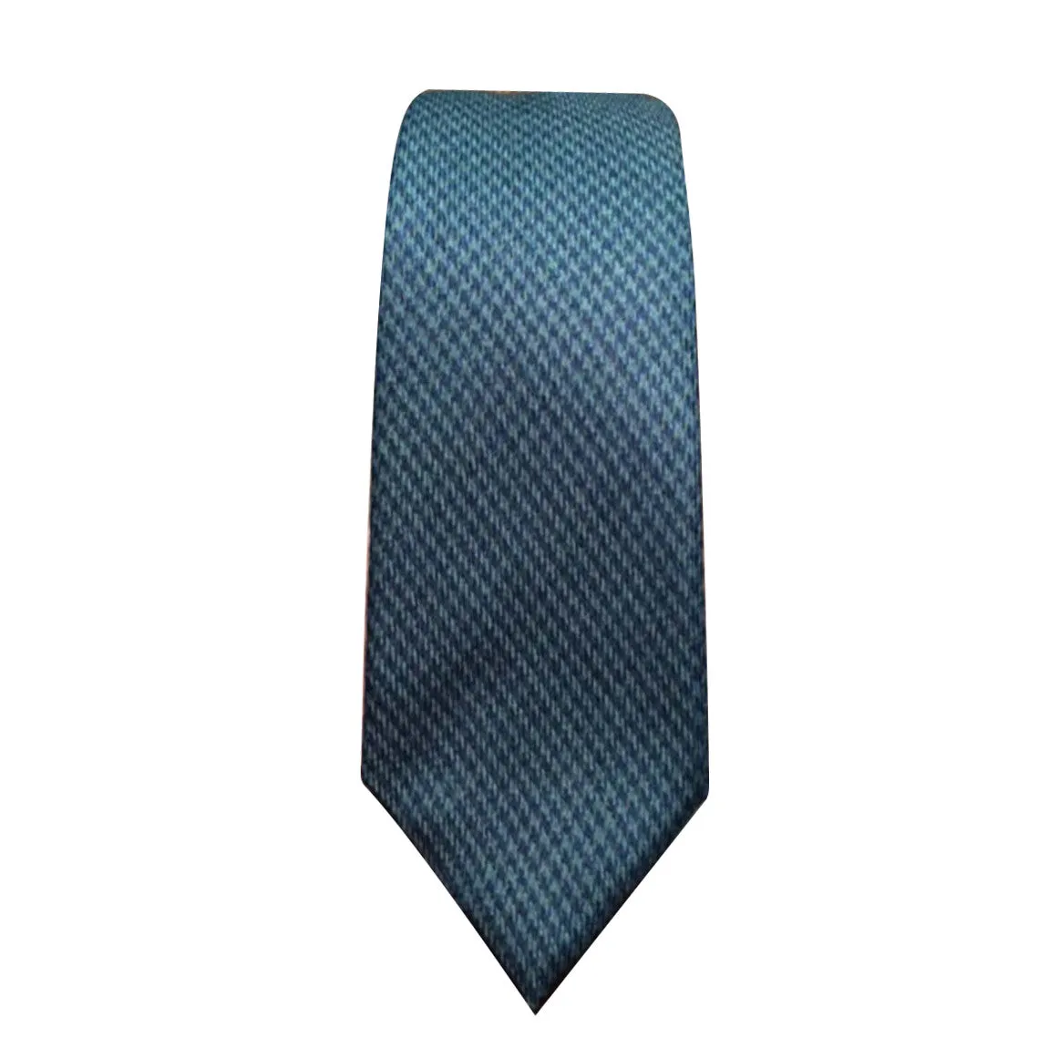 Blade   Blue - Jack Navy & Aqua Wool Houndstooth Tie