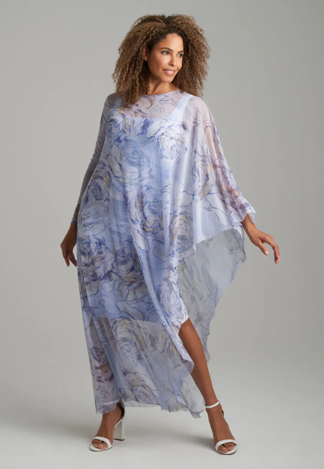 Caterina Short Stretch Knit Dress in Blue Noisette