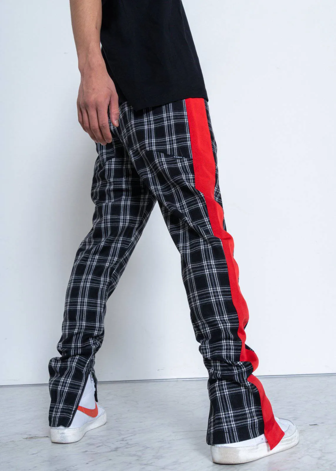 Konus Men's  Plaid Pants in Grey