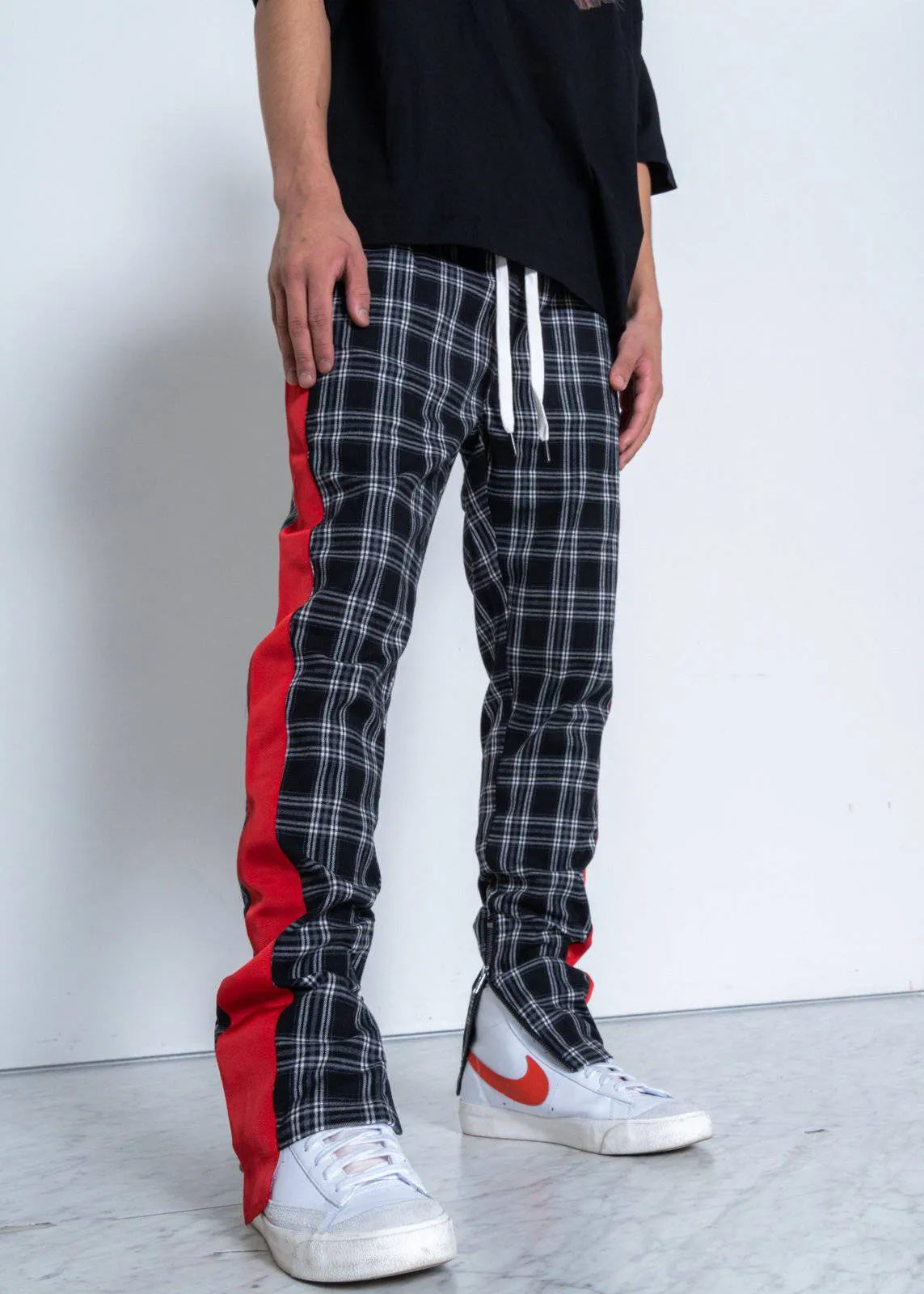 Konus Men's  Plaid Pants in Grey