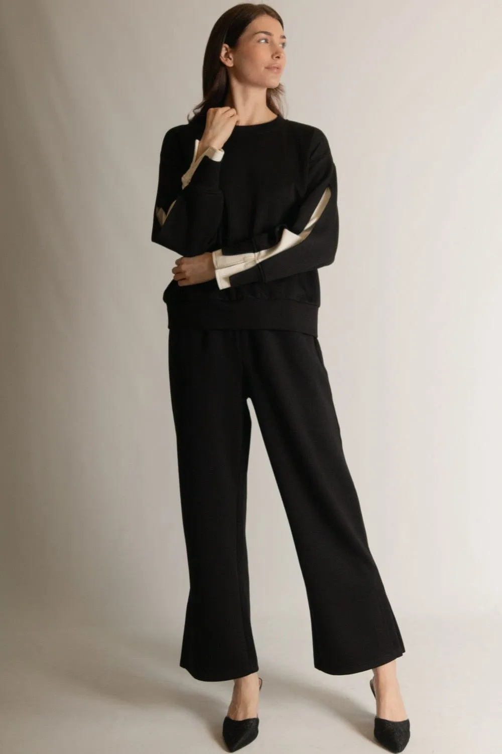 p cill Butter Modal Wide Leg Pants with Bottom Slits