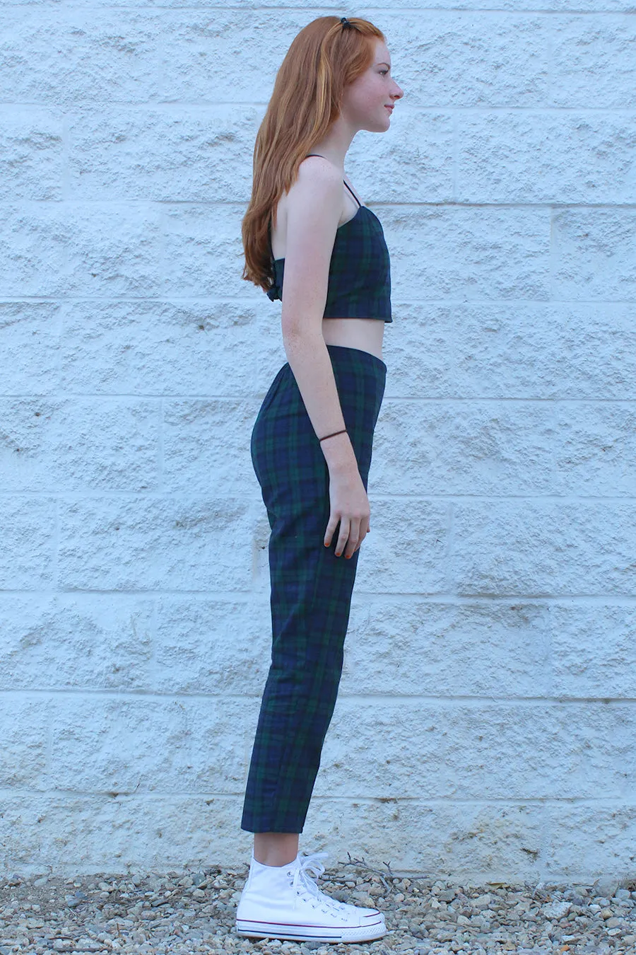 Pants - Flannel Navy Green Plaid