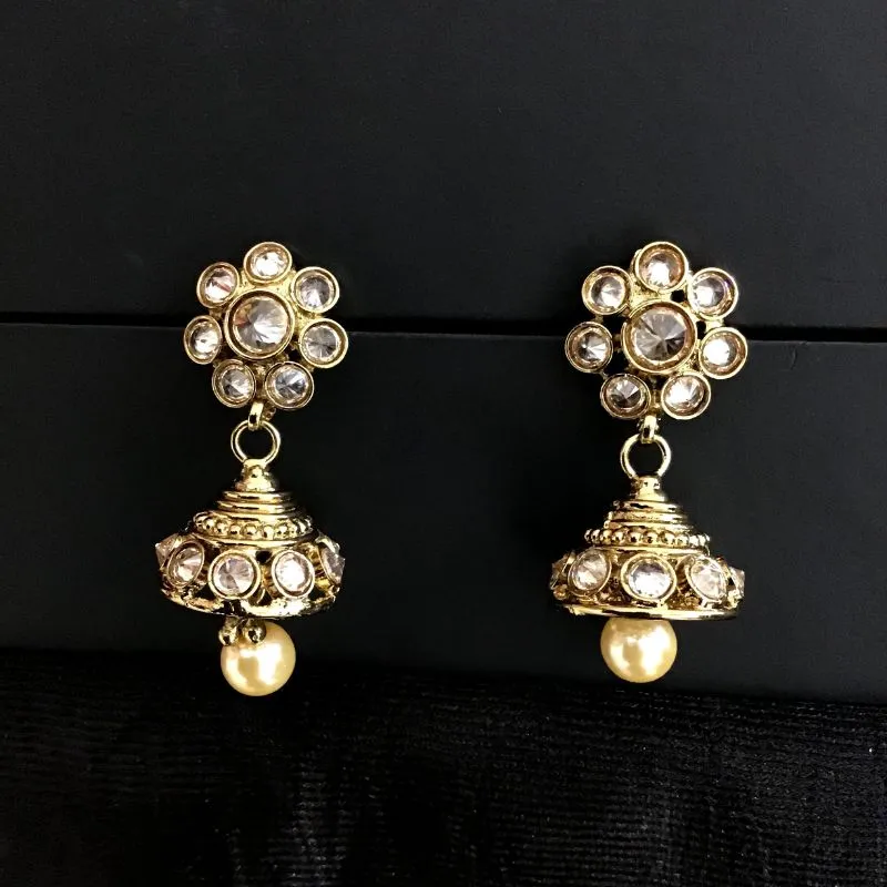 Single Layer Simple Antique Long Necklace Set With Matching Jhumki