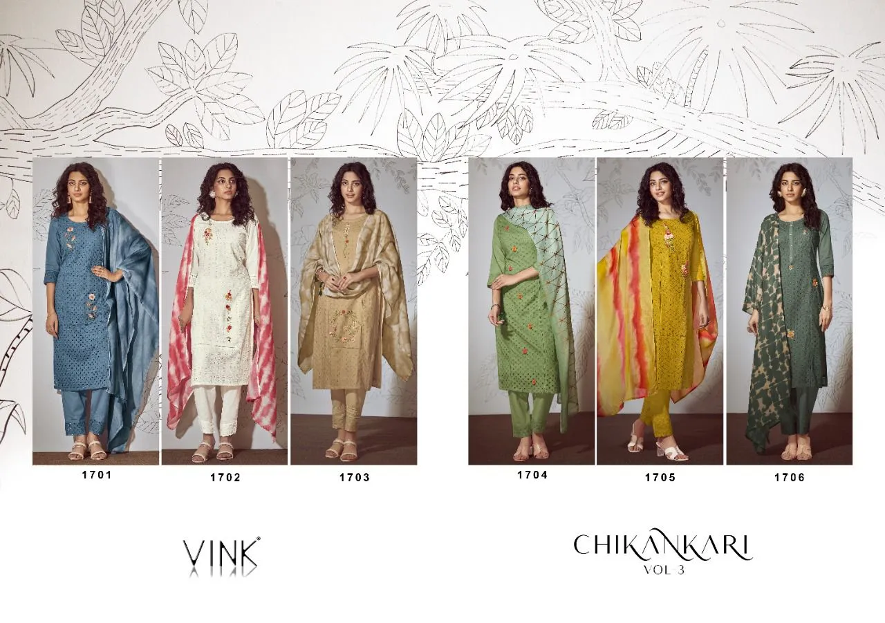 Vink Chikankari Vol-3 Pure Cotton Ready Made Suits
