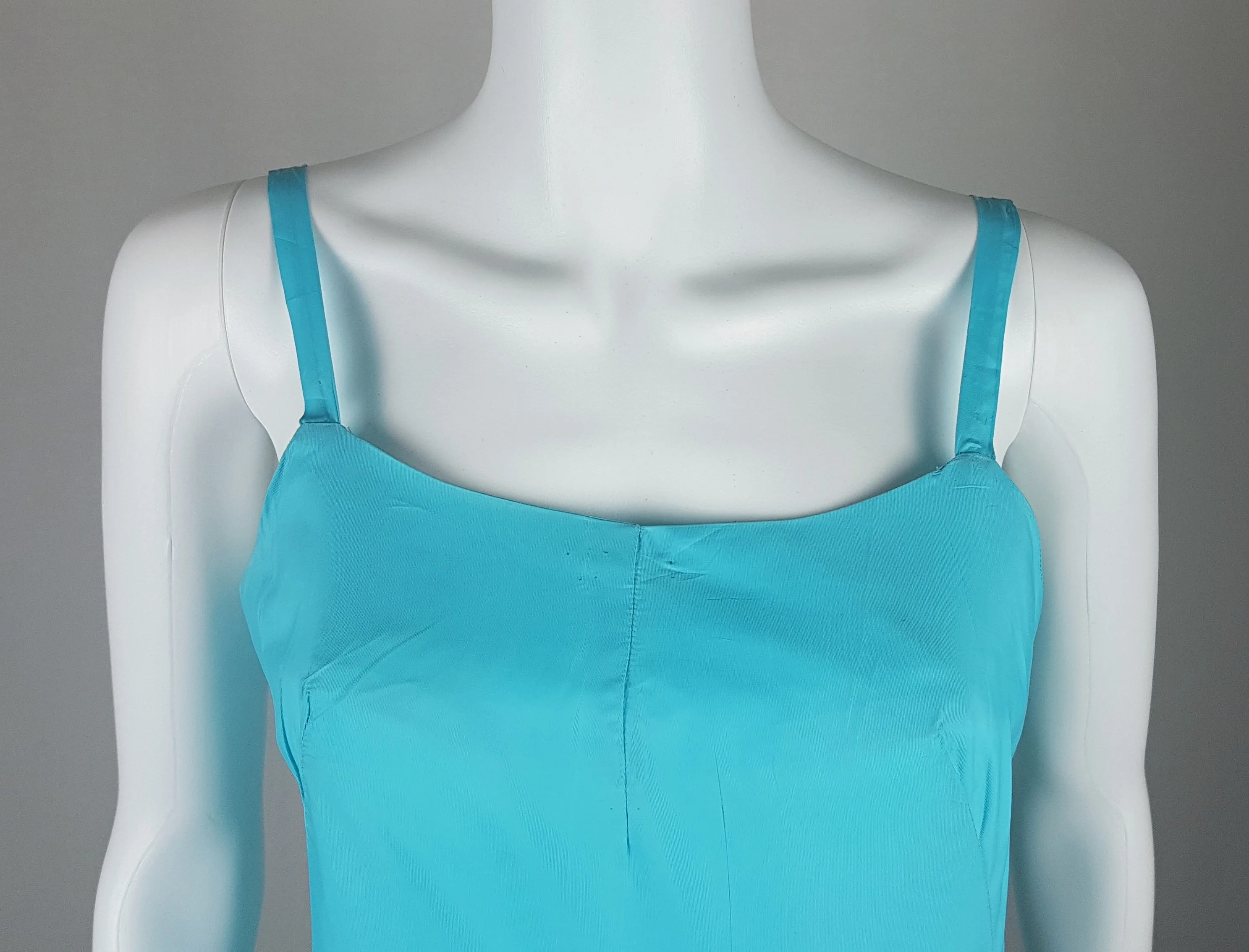 Vintage 60's Azure Blue Peignoir Slip & Robe Lingerie Set
